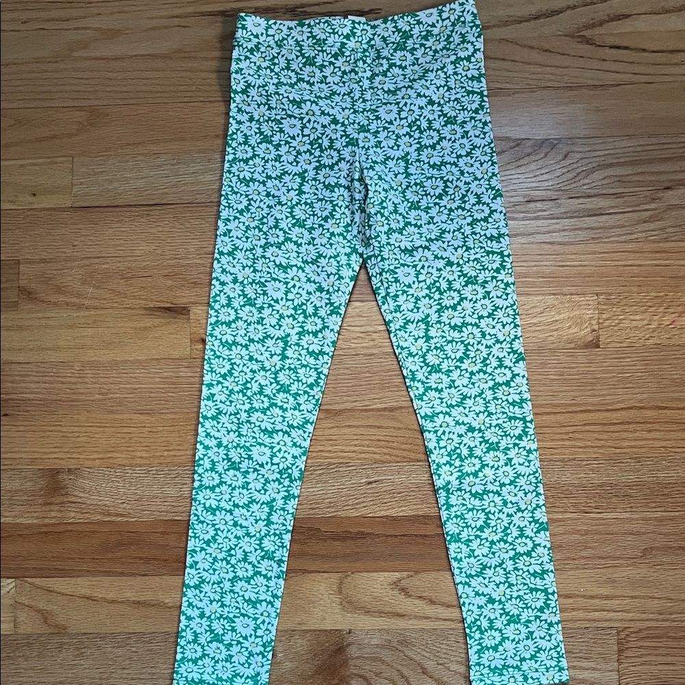 NWT Crewcuts Green and White Floral Leggings, size 8.